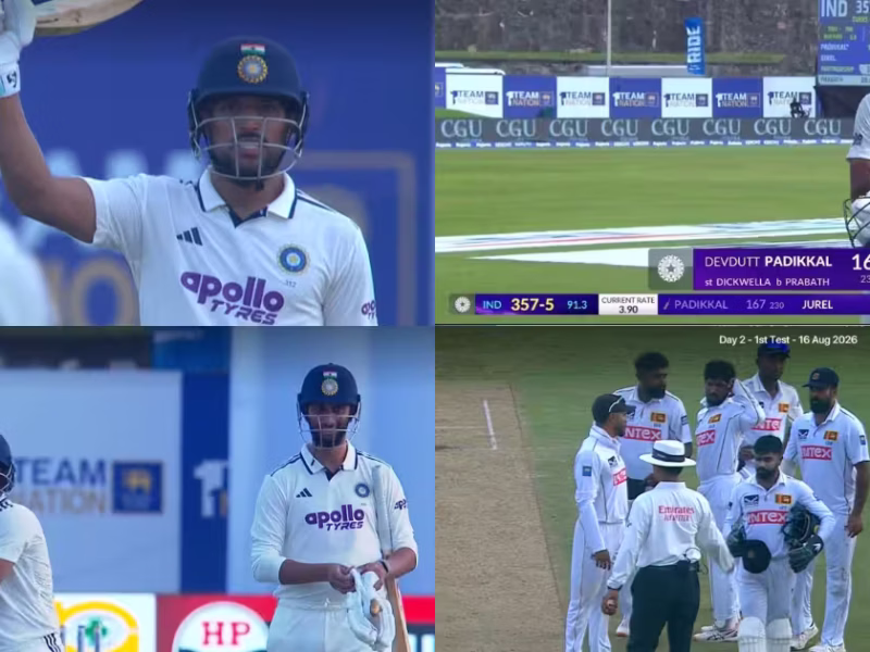 IND vs SL: जुरेल ने ताबड़-तोड़ की पिटाई , देवदत्त ने ठोका 167 रन, भारत ने बनाया दूसरे दिन 460/9