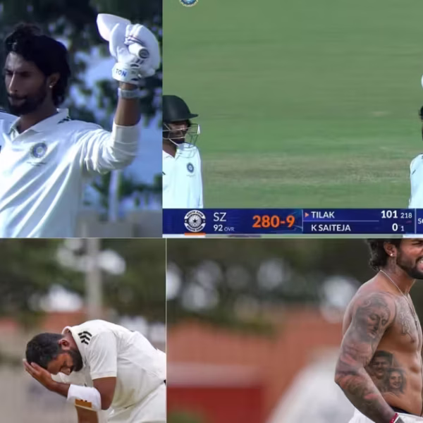 80 पर 5 हो गयी थी तिलक की टीम, फिर चट्टान की तरह खड़े हो गए कप्तान तिलक, नाबाद ठोका 106 रन, बना लिया बढ़त
